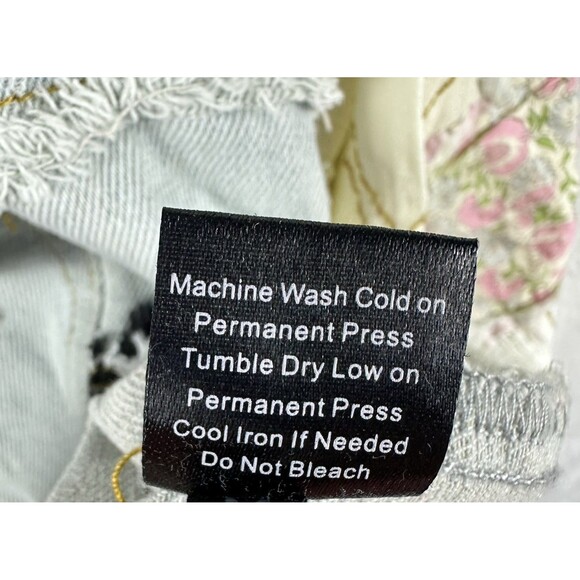 POL Patchwork Lace Denim Distressed Boho Jacket Chic Cottagecore Oversized Large - Picture 6 of 9